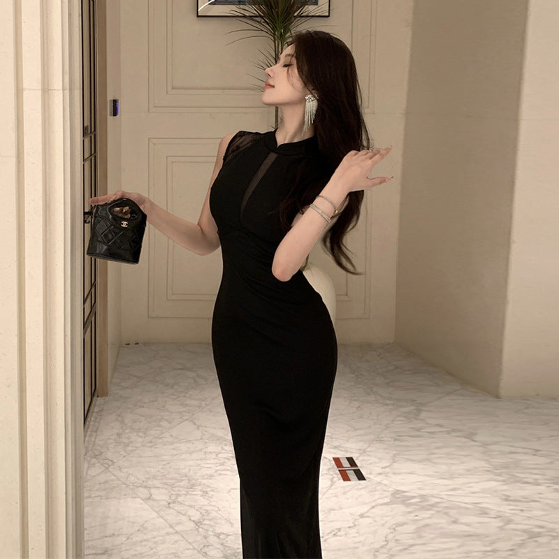 Lång Ärmlös Cheongsam Klänning i Polyester med Bodycon Passform för Kvinna – Elegant och Smickrande Stil 3
