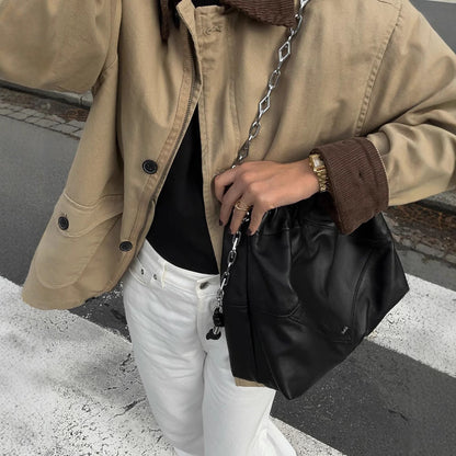 Damjacka Färgblockerad Polyester Polo-Krage Lång Ärmar-2