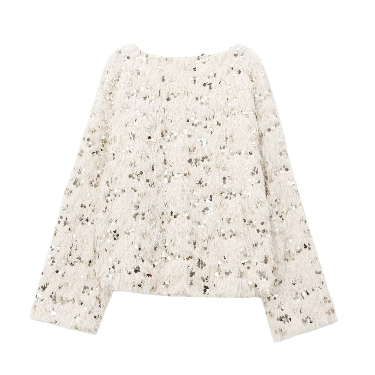Dam Tröja Rundhalsad med Paljetter 100% Akryl 2
