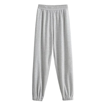 Fritidsbyxor Dam Med Elastiskt Midjeband Smal Ben Mjukt Tyg 5