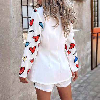 Kvinnors Topp och Shorts Set Tryckt Polyester-5