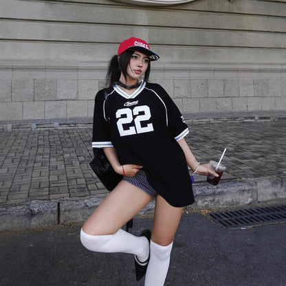 Dam T-shirt Färgblock V-ringning Kort Ärmar Polyester-1