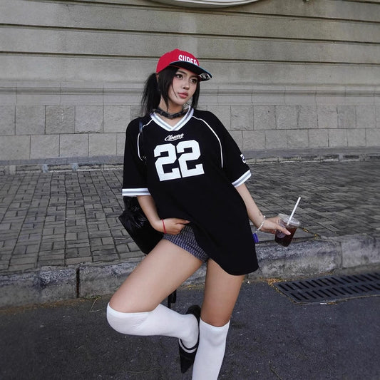 Dam T-shirt Färgblock V-ringning Kort Ärmar Polyester-1