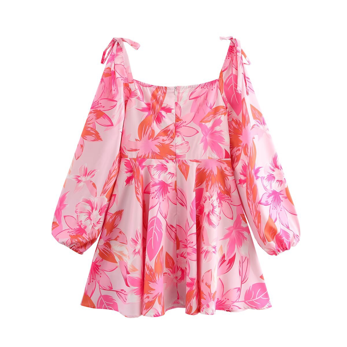 Kvinna A-Linje Klänning Blommönster Polyester-3