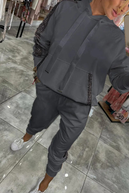 Variant image for Dam Hoodie Set med Paljetter och Långärmad Byxor i Polyester-13