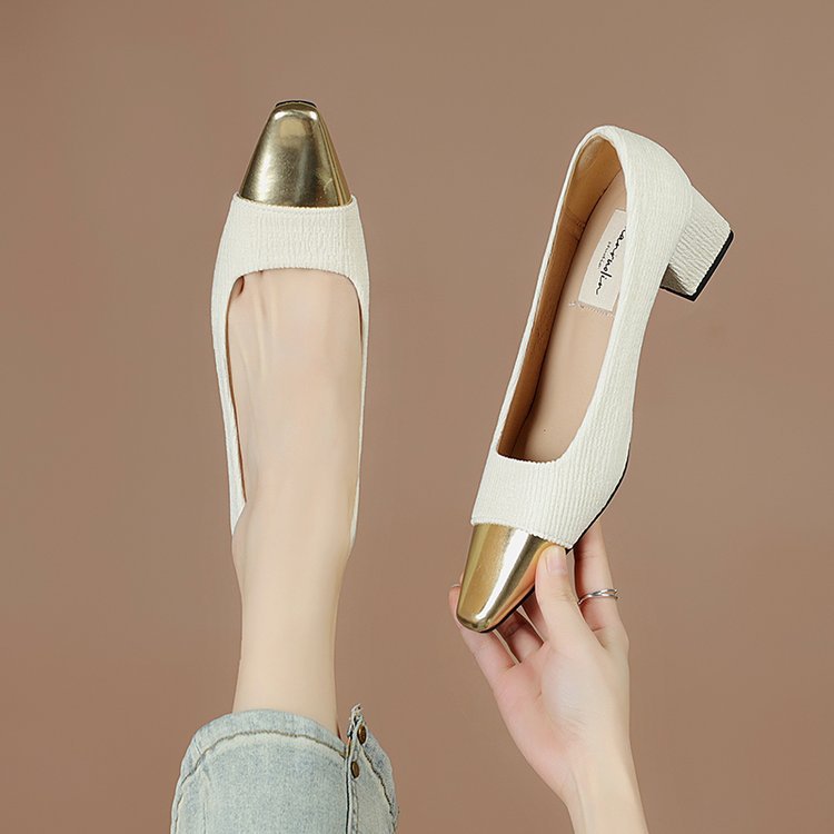 Kvinnor Slingback Pumpar Metallisk Detalj Andningsbart Material-2