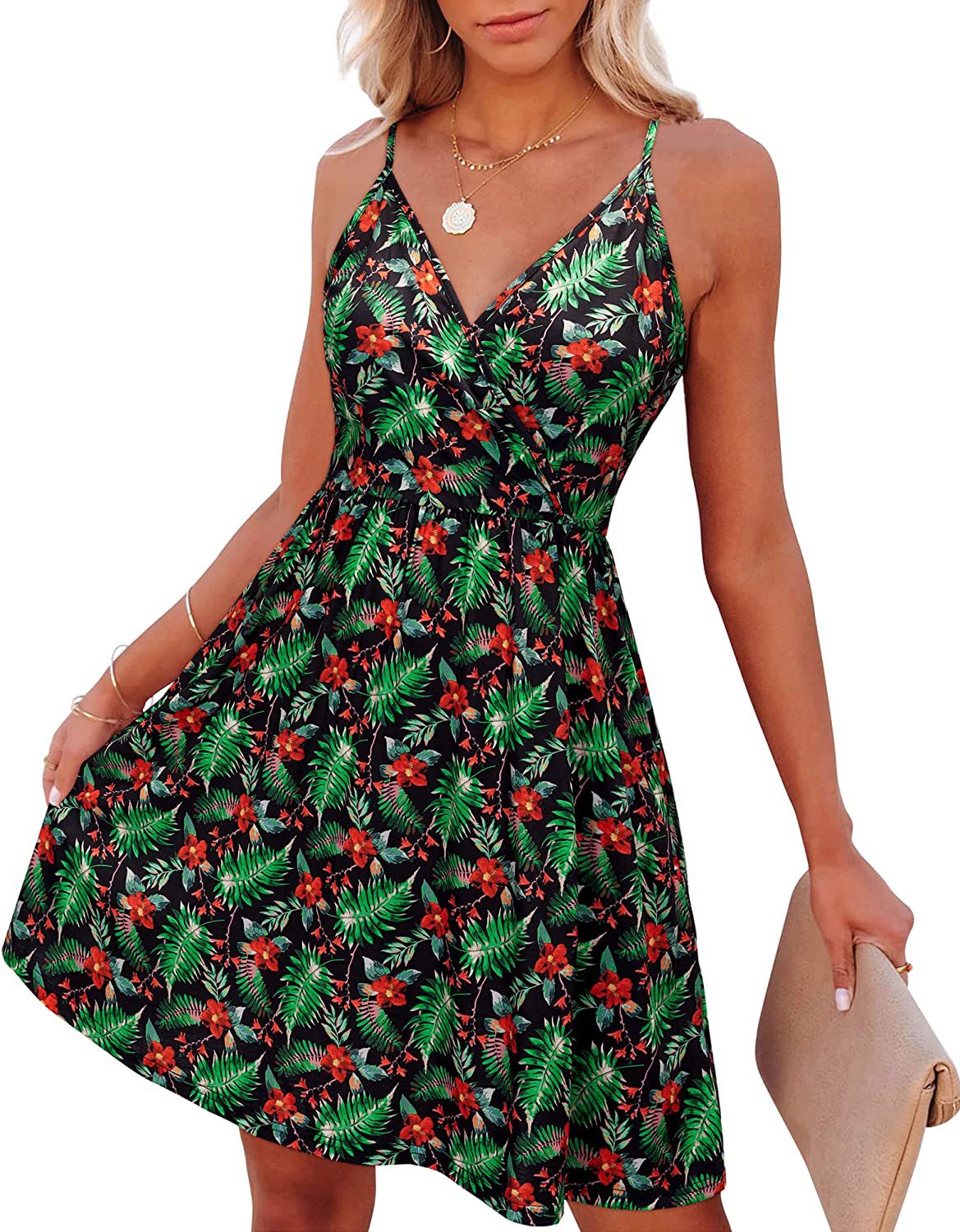 Variant image for Dam Klänning V-hals Justerbara Remmar Andningsbar Bomull-4