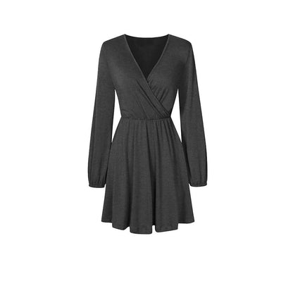 Kvinnors A-Line Kjol Djup V-ringning Högkvalitativt Tyg-4