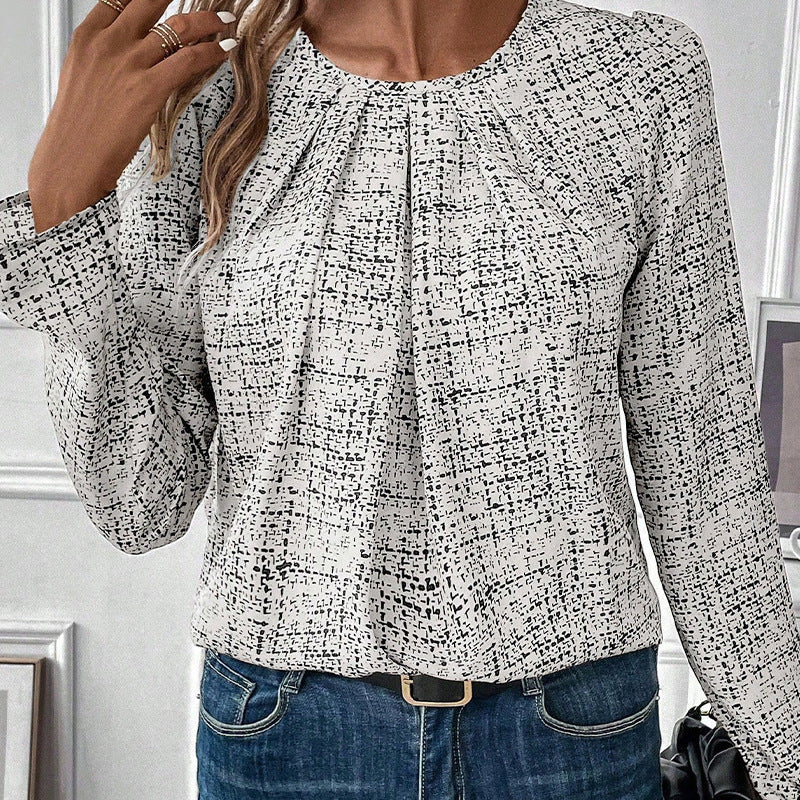 Dam Skjorta Långärmad Veckad Bomull-5