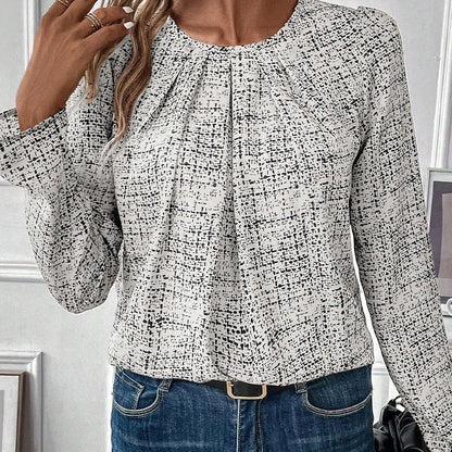 Dam Skjorta Långärmad Veckad Bomull-5