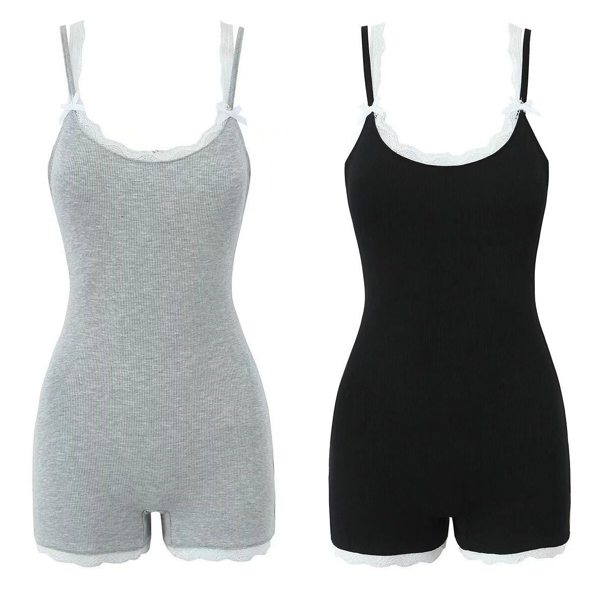 Dam Ärmös Topp med Spetsdetaljer i Polyester Slim Fit-2