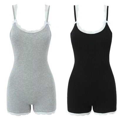 Dam Ärmös Topp med Spetsdetaljer i Polyester Slim Fit-2