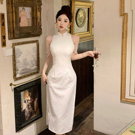 Kvinnors Bodycon Klänning Spetsig Krage Polyester Elastan-1