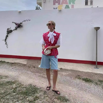 Kvinnors Kimono Väst Blommönster Lätt Material 3