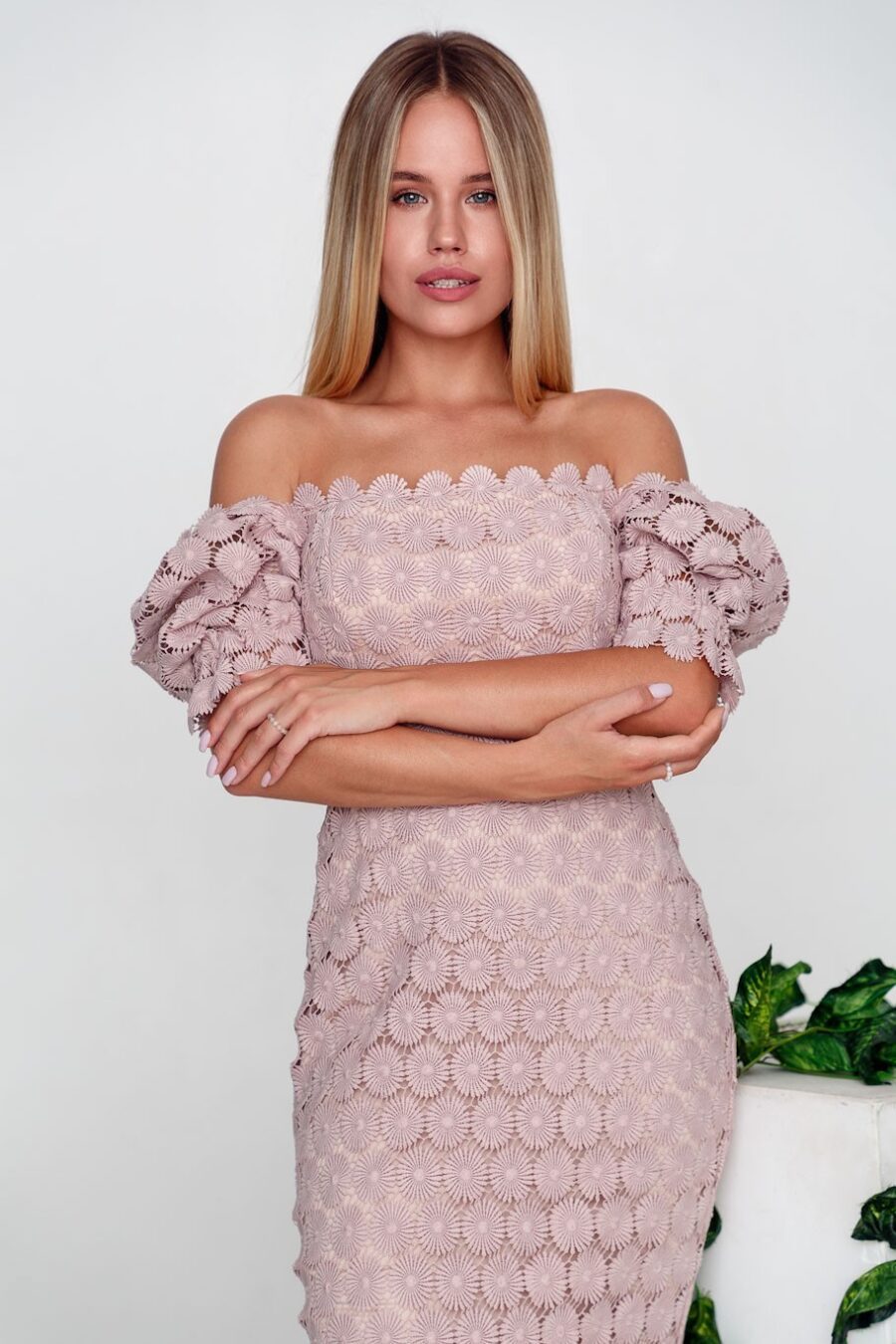 Dam Midiklänning Stropplös Polyester Elegant Midi Klänning-4