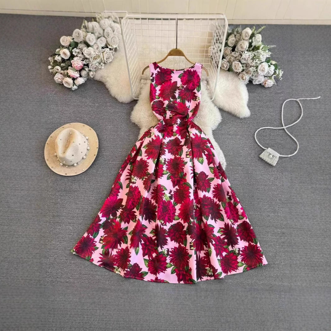 Kvinnors Midi Klänning Tredimensionell Klippning Polyester-3