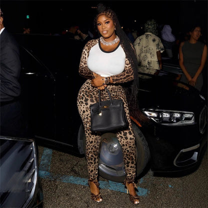 Skördetopp och Långa Byxor Set för Dam i Polyester – Lätta Ärmar och Modern Tryckt Design 2