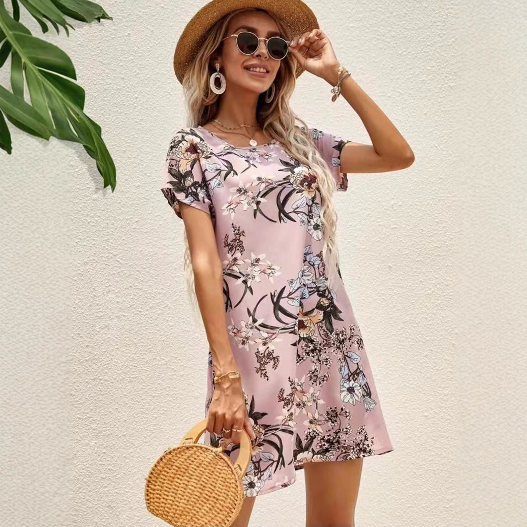 Kvinnors MIDI-klänning A-linjeformad Löst Passform Polyester-4