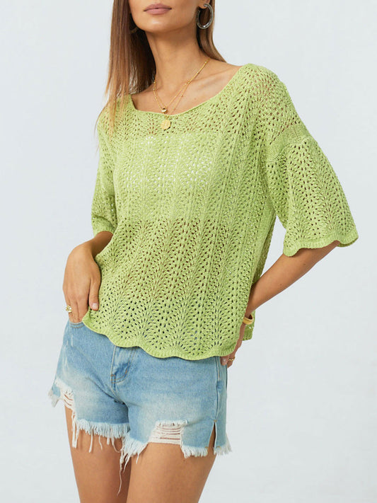 Dam Klänning Rund Halsringning Loose Fit Stickad Viskos-1