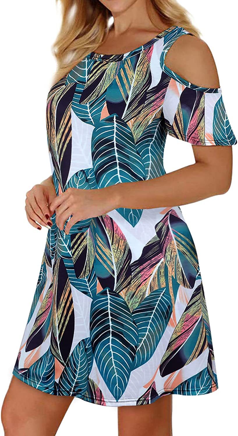 Dam Klänning A-linje med Bladmönster i Elastisk Polyester-1