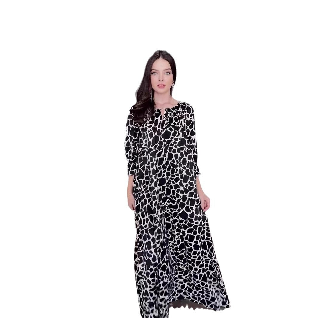 Maxiklänning Dam Löst Passform Geometrisk Design Polyester-6