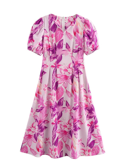 Variant image for Dam Midiklänning A-Linje Blommönster Polyester för Bröllop-1