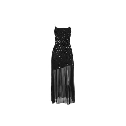 Maxiklänning Dam Transparent Design med Strass Polyester Spandex 6