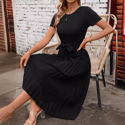 Dam Klänning Midi A-Linjeformad Korta Ärmar Polyester-4