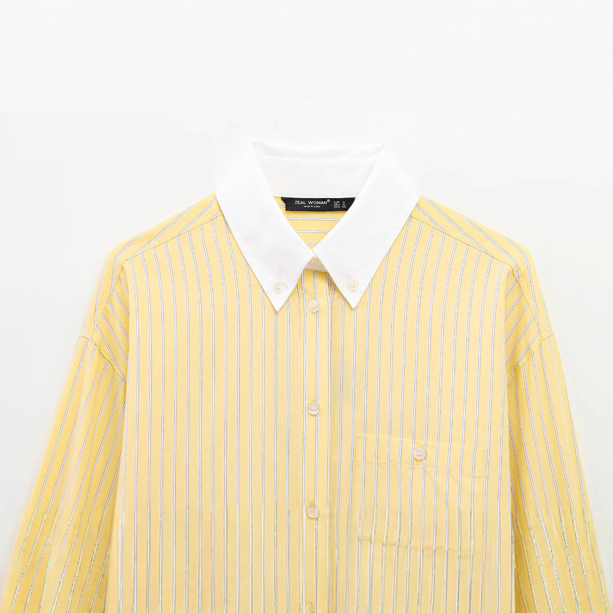 Dam Skjorta Långärmad Ränder 100% Bomull-2