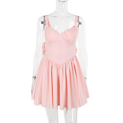 Kvinnors Glittrig Miniklänning Bustier Top Flödande Kjol Elastiskt Tyg 7