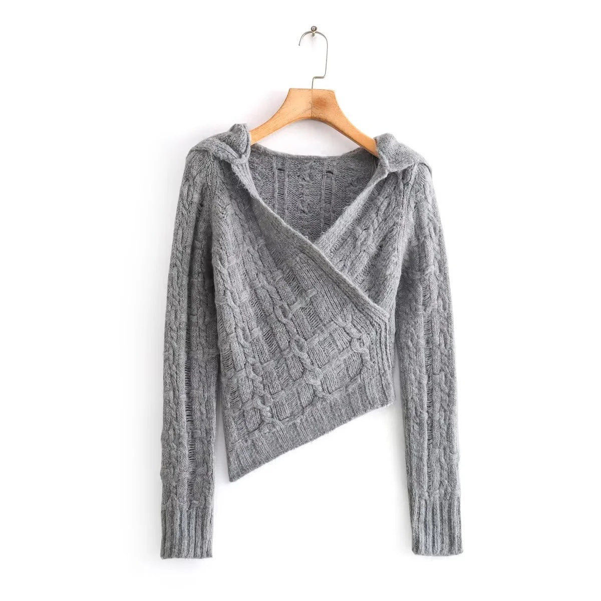 Kvinnors Cardigan Modern Design Flätmönster Mjukt Stickmaterial-3