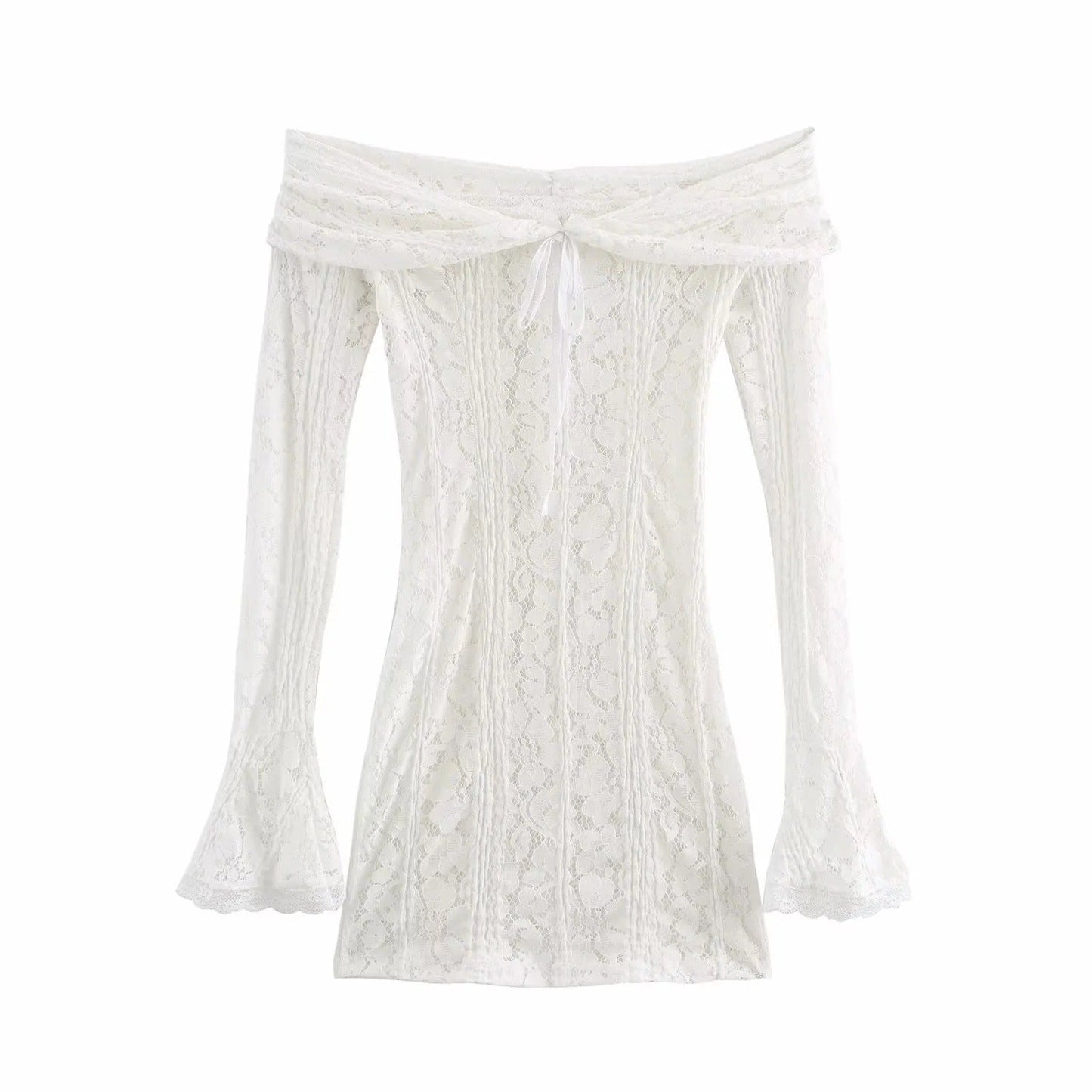 Kvinnors Festtopp Off-Shoulder med Trumpetärmar i Högkvalitativt Material 1