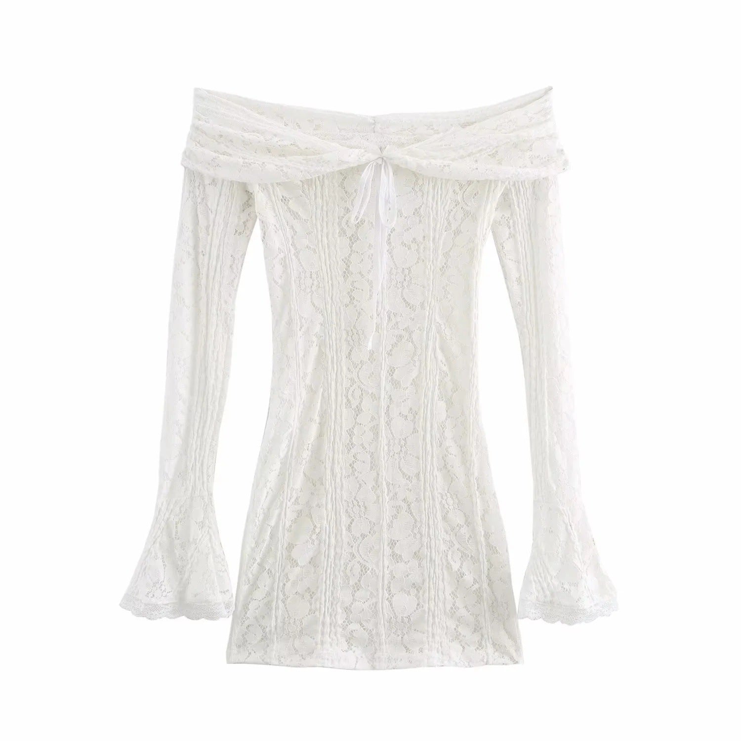 Kvinnors Festtopp Off-Shoulder med Trumpetärmar i Högkvalitativt Material 1