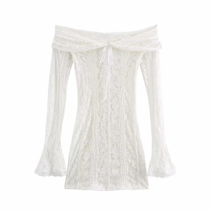 Kvinnors Festtopp Off-Shoulder med Trumpetärmar i Högkvalitativt Material 6