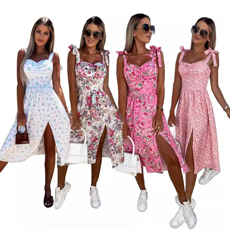 Maxiklänning Dam Ärmlös A-linje Polyester Med Slits-2