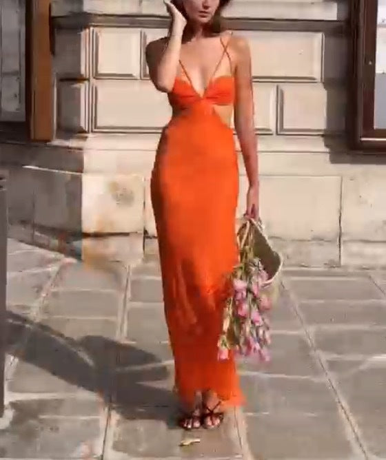 Kvinnors Axellös Klänning Lång Polyester Spandex-5