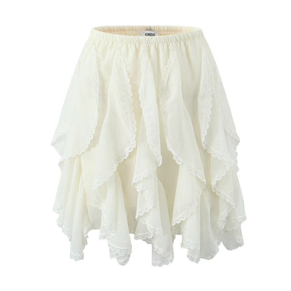 Kvinna A-Line Kjol Tvåfärgad Polyester-1