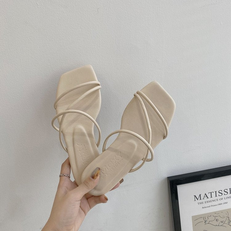 Sandaler Dam med Korsdesign och Fyrkantig Tå – Mjuk Överdel för Komfort och Stil, Rutschfri Sula, Storlek 36-41 3