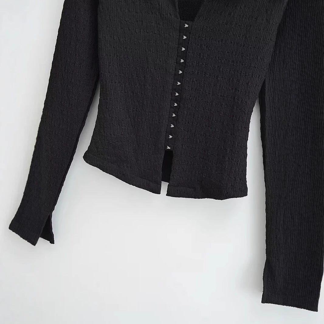 Modern Cardigan för Kvinnor i Elastiskt Material med Elegant Knappspänning – Mångsidig Design i Flera Storlekar och Färger 4
