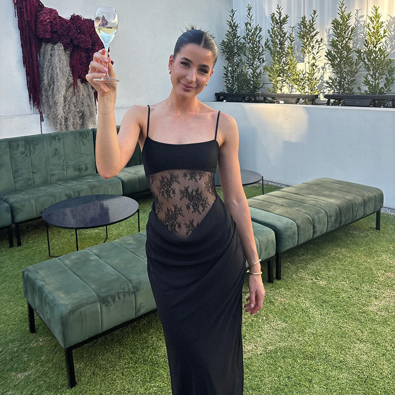 Kvinnors Klänning Draperad Transparent Detaljer Elastiskt Tyg 4