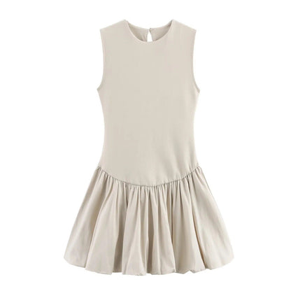 Kvinnors Ärm lös Klänning A-linje Voluminös Kjol Andningsbart Tyg 1