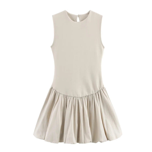 Kvinnors Ärm lös Klänning A-linje Voluminös Kjol Andningsbart Tyg 1