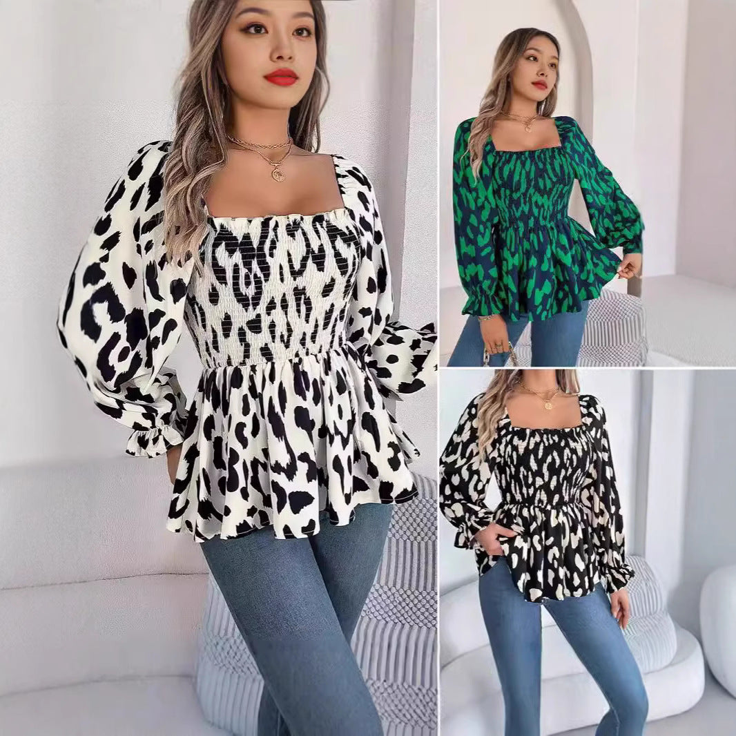 Damklänning Blommig A-Line Långärmad Chiffon-2