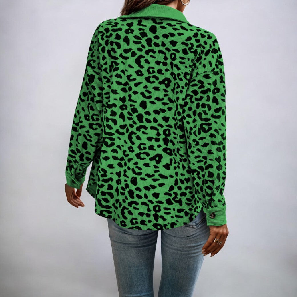 Damjacka Leopardmönster Trendig Polyester-4
