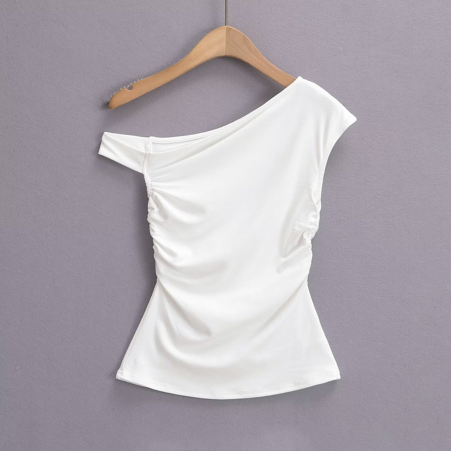 Kvinnors Festtop Asymmetrisk Halsringning Dekorativ Samling Elastisk Blandning-6