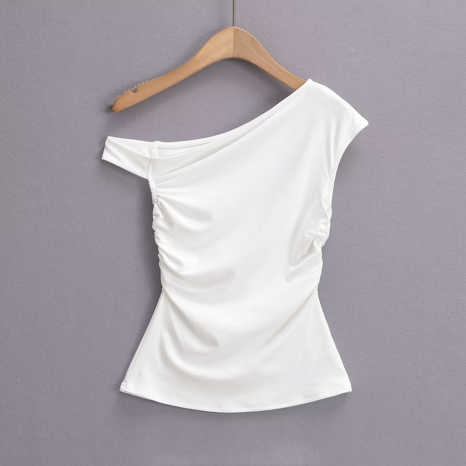 Variant image for Kvinnors Festtop Asymmetrisk Halsringning Dekorativ Samling Elastisk Blandning-2