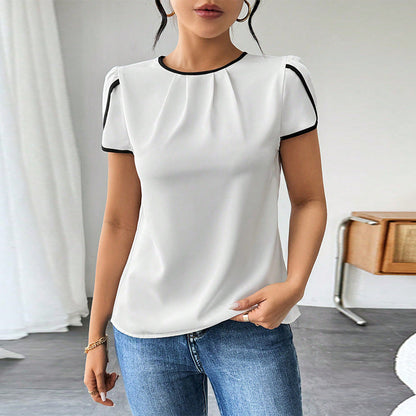 Dam Skjorta Kortärmad Enfärgad Vävt Tyg-2