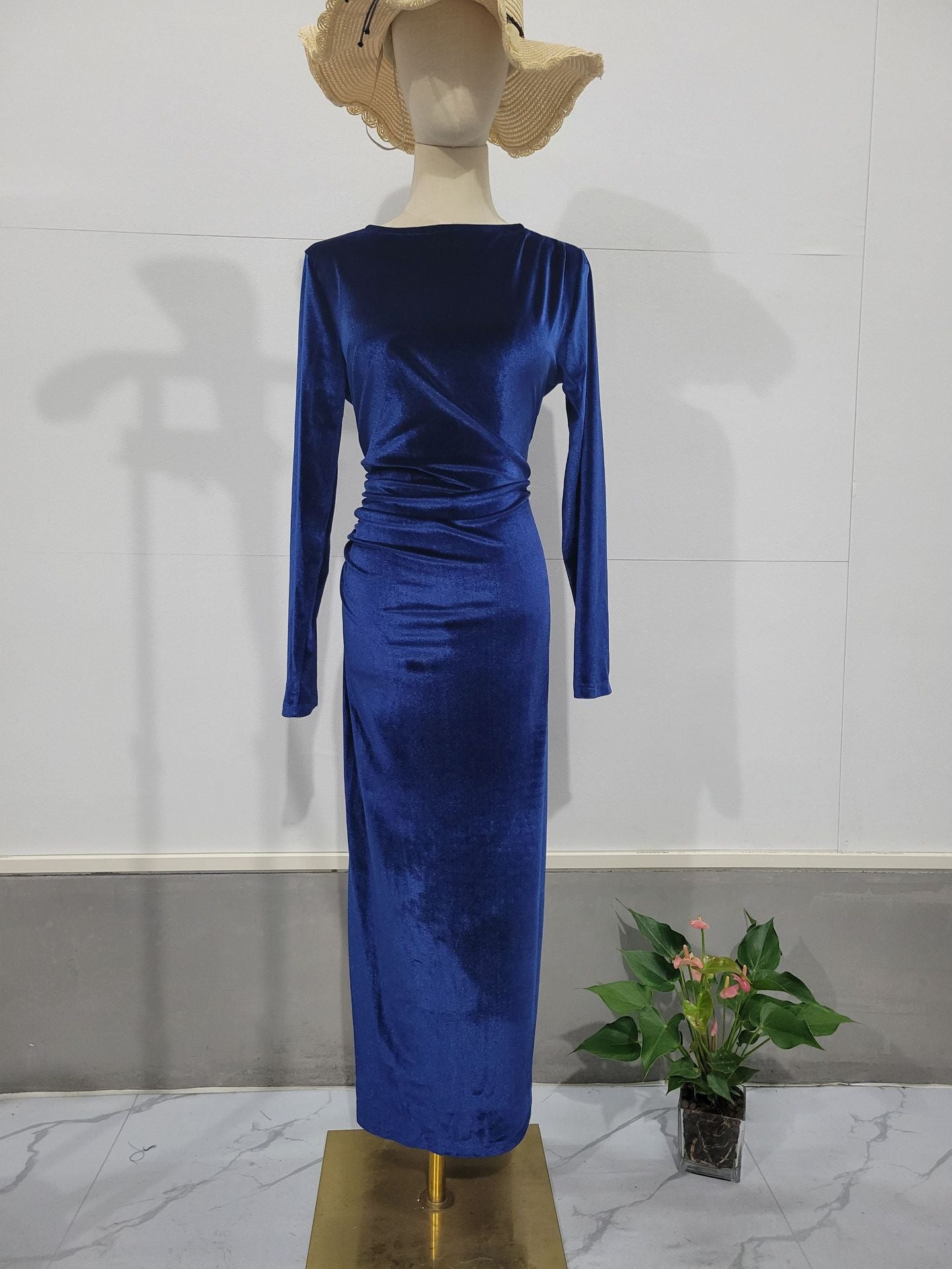 Kvinnors Klänning Långa Ärmar Polyester Medium Midja-6