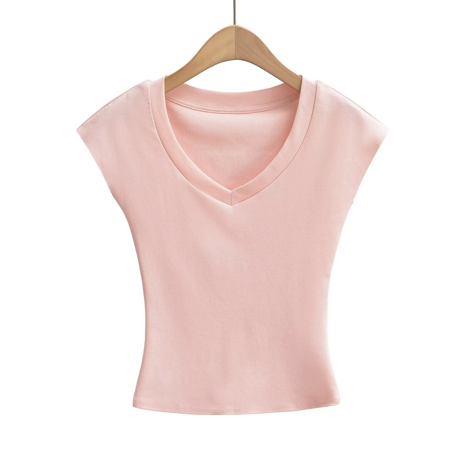 Kvinnors T-shirt V-hals Modern Snitt 100% Bomull 11