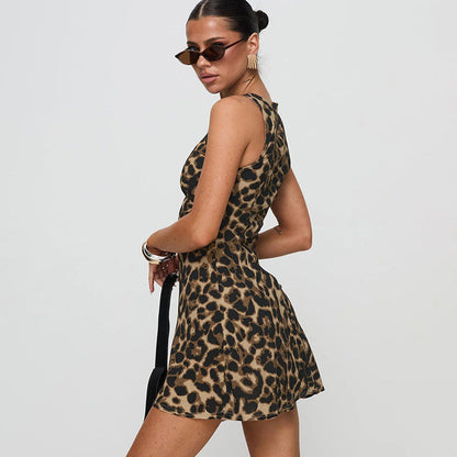 Dam Miniklänning Djurmönster Stretchig Komfortabel Figurformande-5